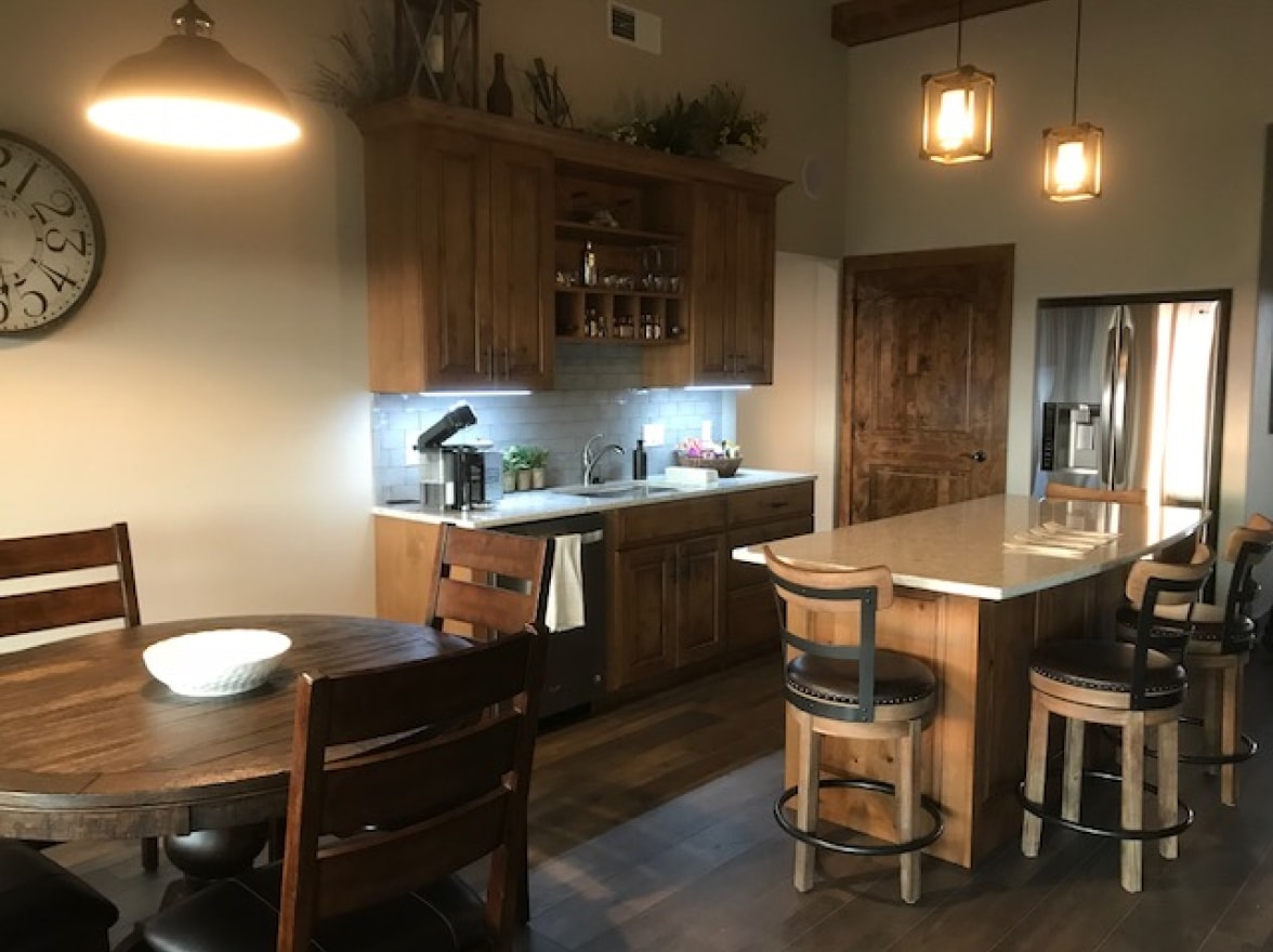 kitchen and bar area in ballyneal cottage